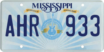 MS license plate AHR933