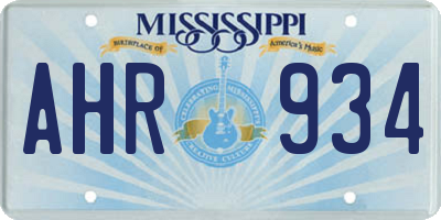 MS license plate AHR934