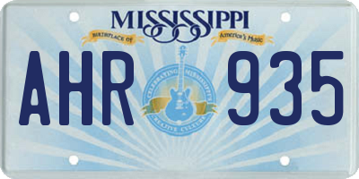 MS license plate AHR935