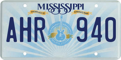 MS license plate AHR940
