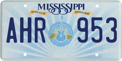 MS license plate AHR953