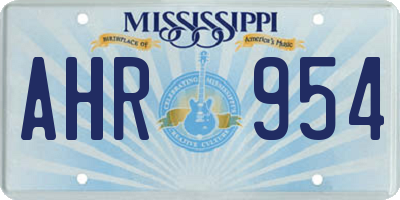 MS license plate AHR954