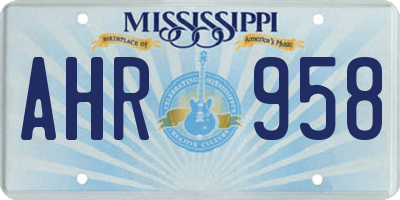 MS license plate AHR958