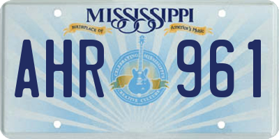 MS license plate AHR961