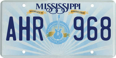 MS license plate AHR968