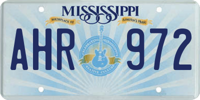 MS license plate AHR972