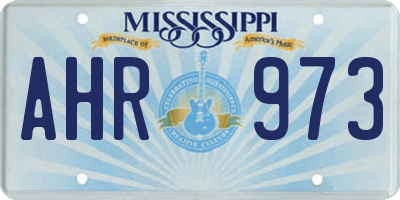 MS license plate AHR973