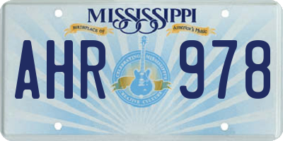 MS license plate AHR978