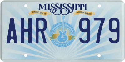 MS license plate AHR979