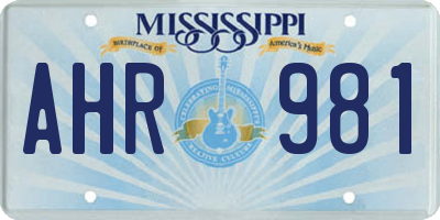MS license plate AHR981
