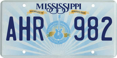 MS license plate AHR982