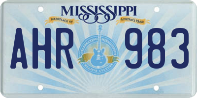 MS license plate AHR983
