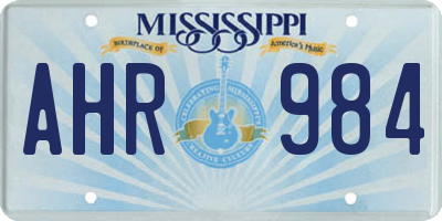 MS license plate AHR984