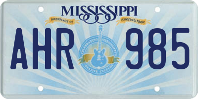 MS license plate AHR985