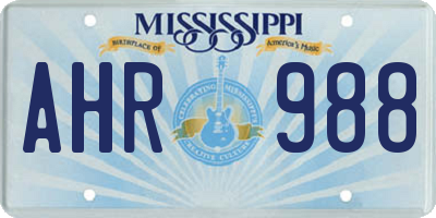 MS license plate AHR988