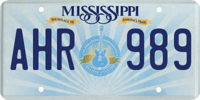 MS license plate AHR989