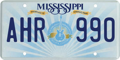 MS license plate AHR990