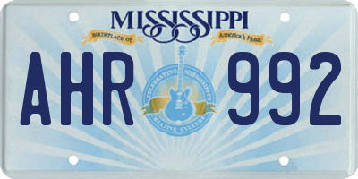 MS license plate AHR992