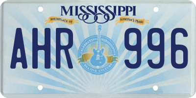 MS license plate AHR996