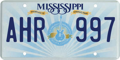 MS license plate AHR997
