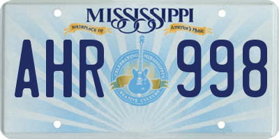 MS license plate AHR998
