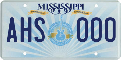 MS license plate AHS000