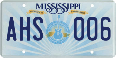 MS license plate AHS006