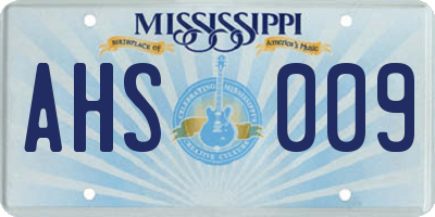 MS license plate AHS009