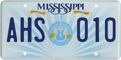 MS license plate AHS010