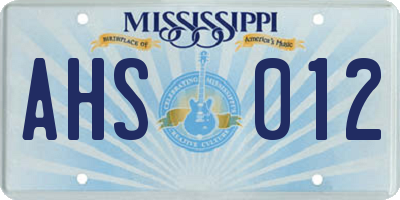 MS license plate AHS012