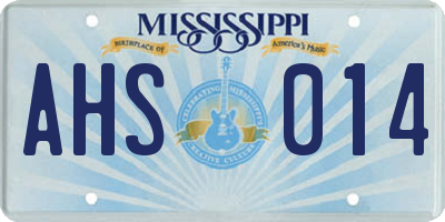 MS license plate AHS014