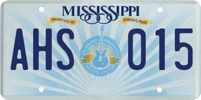MS license plate AHS015