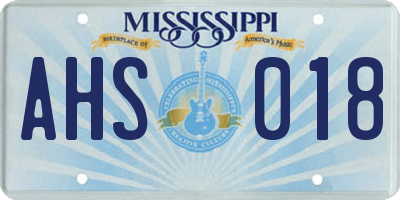 MS license plate AHS018