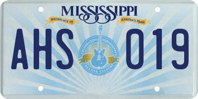MS license plate AHS019