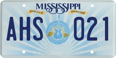 MS license plate AHS021
