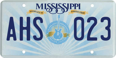 MS license plate AHS023