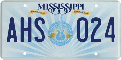 MS license plate AHS024