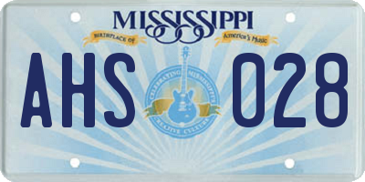 MS license plate AHS028