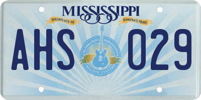 MS license plate AHS029