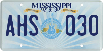 MS license plate AHS030