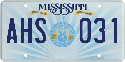 MS license plate AHS031
