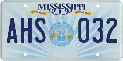 MS license plate AHS032