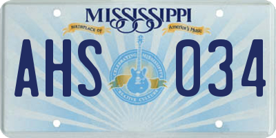 MS license plate AHS034