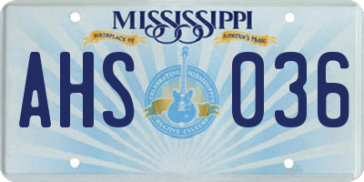 MS license plate AHS036
