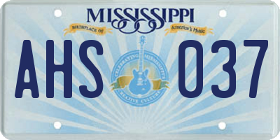 MS license plate AHS037