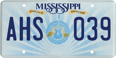 MS license plate AHS039