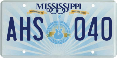 MS license plate AHS040