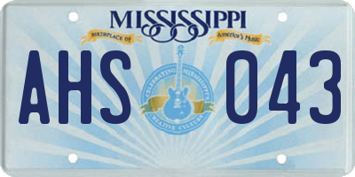 MS license plate AHS043