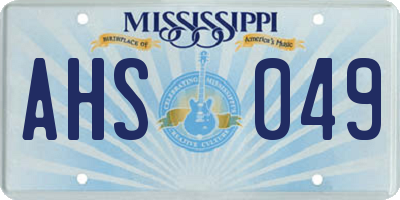 MS license plate AHS049