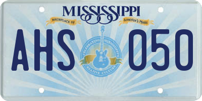 MS license plate AHS050